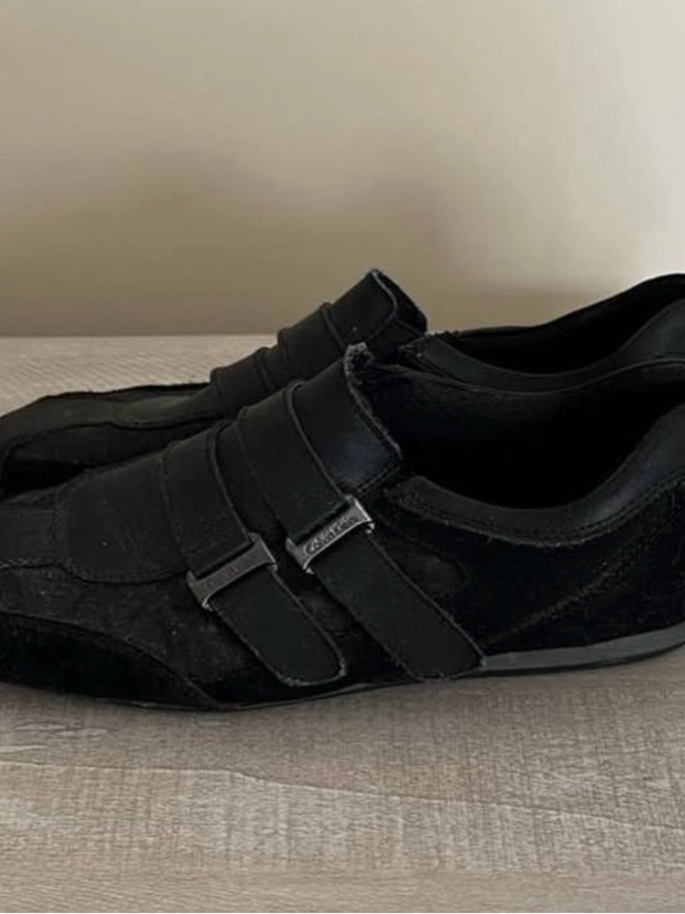 Calvin Klein Casual Men's Black Slip-On Sneakers with Straps